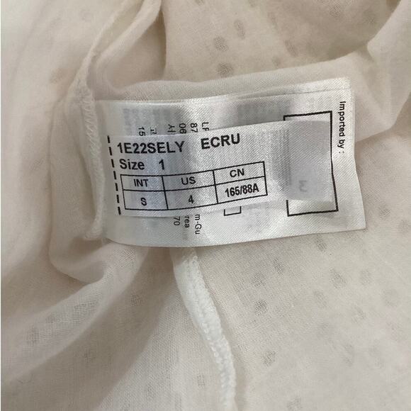 Ba&sh Selya Broderie Anglasis Eyelet Cotton Shirt Dress In Ecru Size 4 - Picture 13 of 13